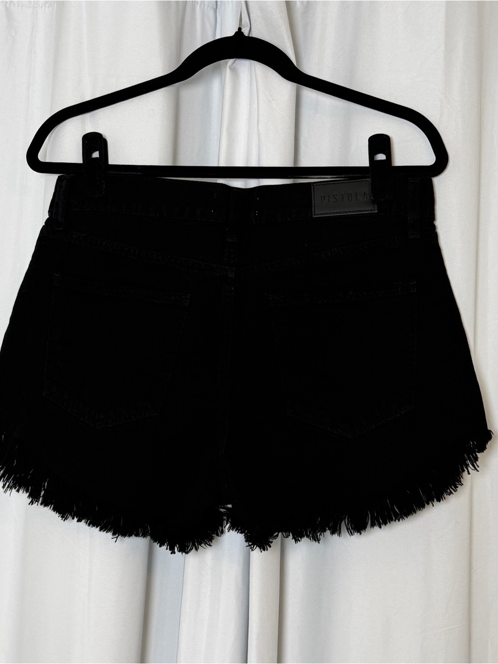 Pistola Black High Rise Denim Shorts Raw Frayed Hem 100% Cotton Women 27 - Picture 3 of 9
